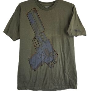 RARE EUC 5.11 511 Tactical Mens OLIVE Graphic Military ABR Tee T Shirt LG Pistol